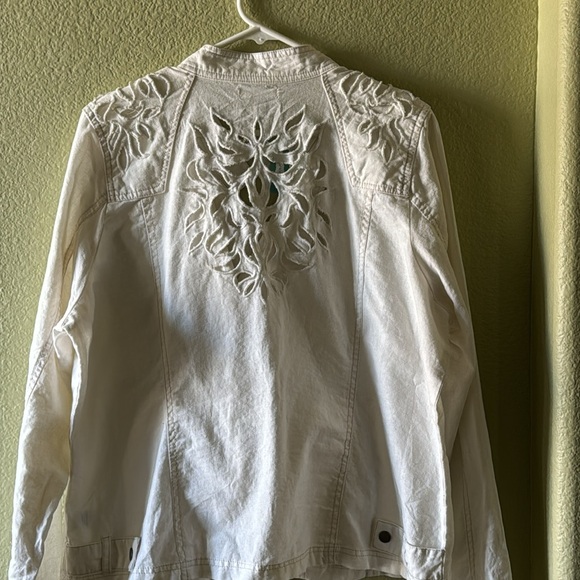 NEW! White cotton/linen jacket. Size 1x - Picture 3 of 5
